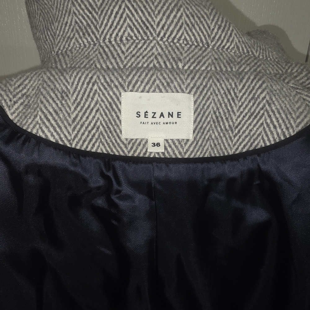 Sezane Light Gray Herringbone Blazer - Picture 6 of 8